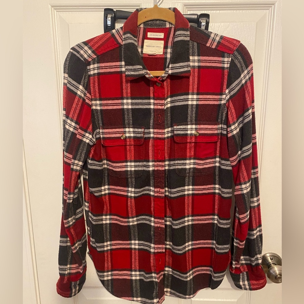 Red and Black Plaid Button-Up flannel